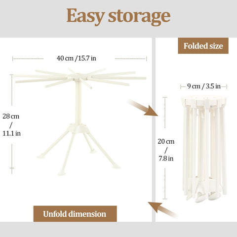 Ourokhome folded pasta rack stored flat to save space in small kitchens.