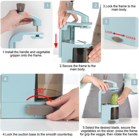Ourokhome four blades knob-control for quick, versatile cuts.