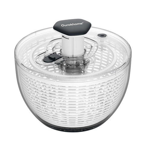 Ourokhome salad spinner front view shows a roomy 6-quart bowl for large batches.