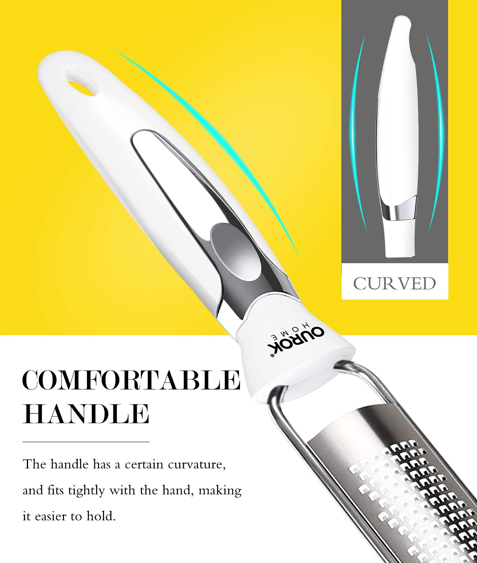 Ourokhome stainless steel parmesan grater adds topping efficiently for pasta and soups.