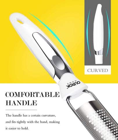 Ourokhome stainless steel parmesan grater adds topping efficiently for pasta and soups.
