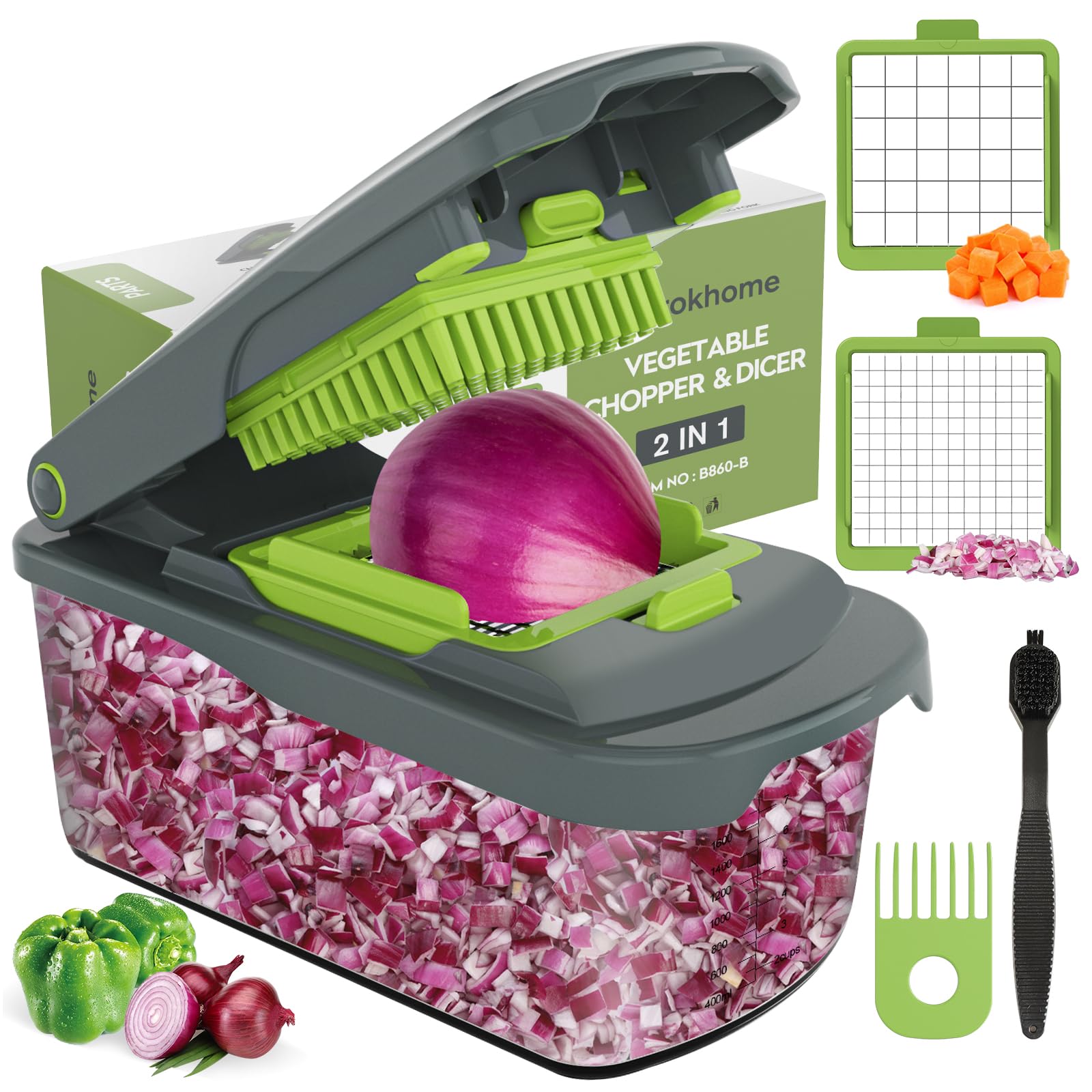 Ourokhome vegetable chopper with container for organized prep on counters