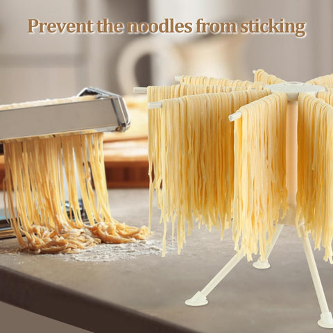 Ourokhome white pasta drying rack on the counter fits busy kitchen workflows.