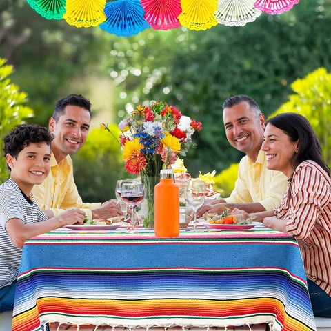 OurWarm fringe cotton fabric drapes gracefully, creating a warm fiesta vibe.