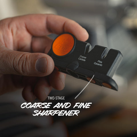Outdoor Edge ErgoMax sharpening tools ready to renew edge in the field.