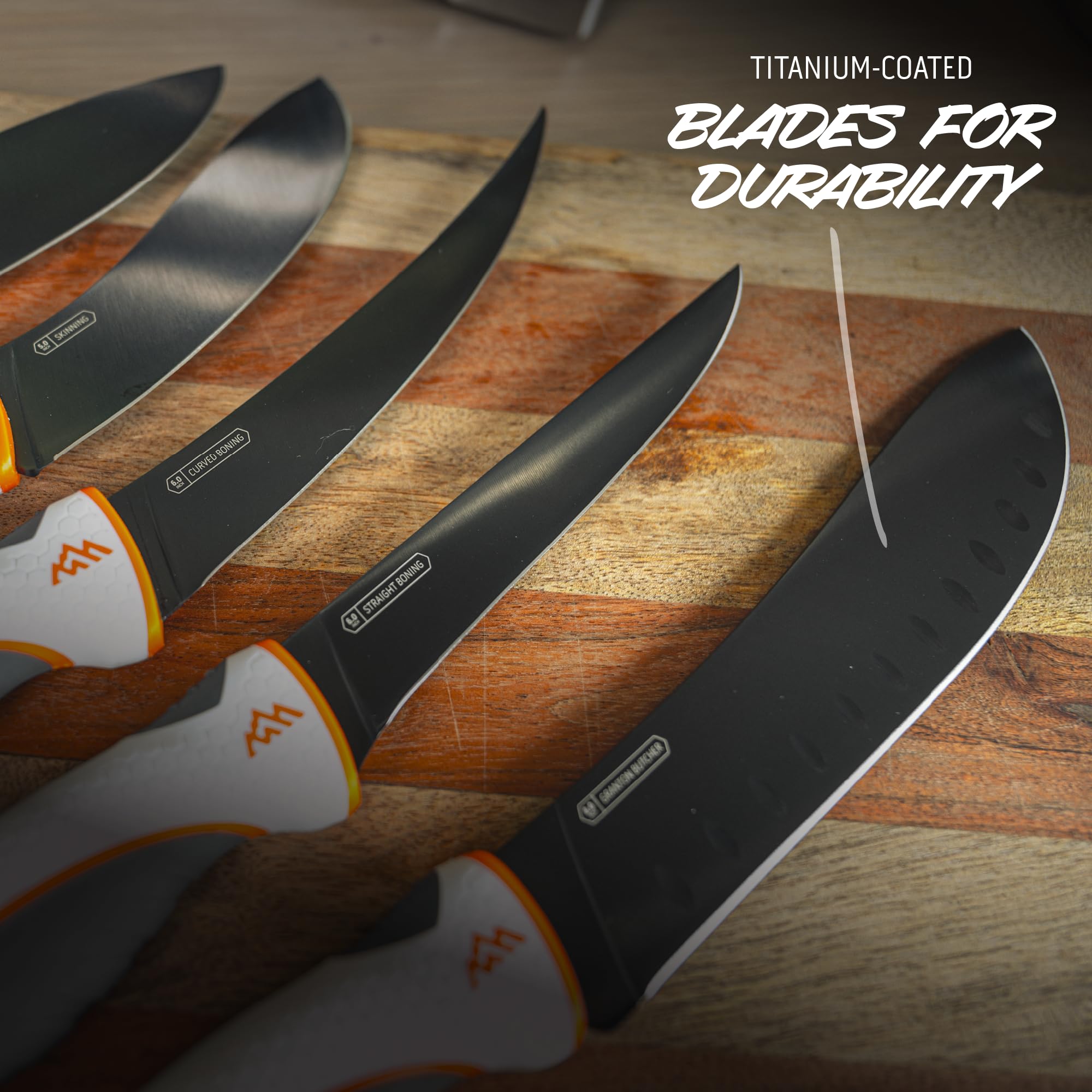 Outdoor Edge ErgoMax skinning knife optimized for smooth skin removal and minimal tissue damage.