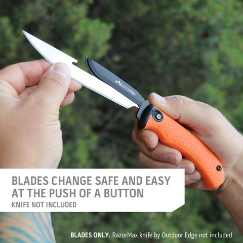 Japanese 420J2 stainless steel blade by OUTDOOR EDGE for durable edge retention.