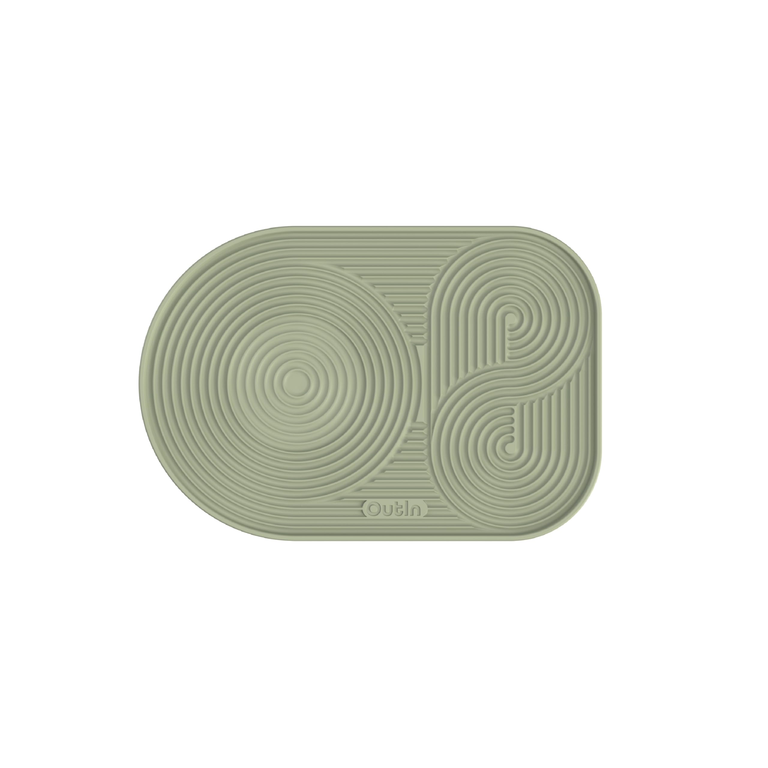 OutIn silicone coffee mat foldable in green protects counters during brewing.