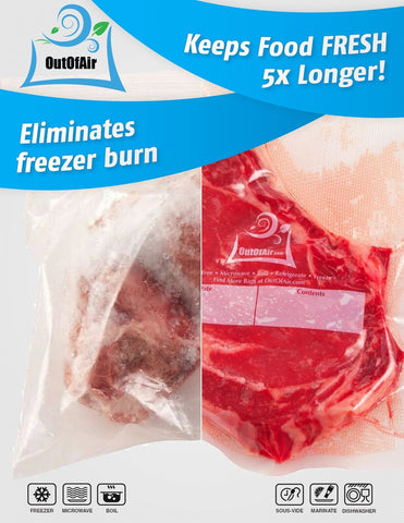 OutOfAir sous-vide-ready bags for precise cooking and portioning.
