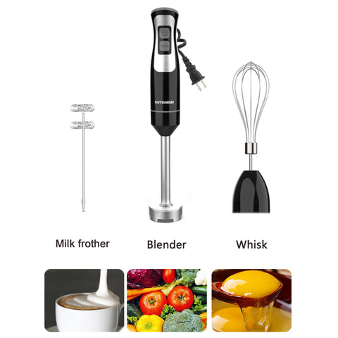 OUTRONSM milk frother attachment delivers rich foam for lattes and cappuccinos.