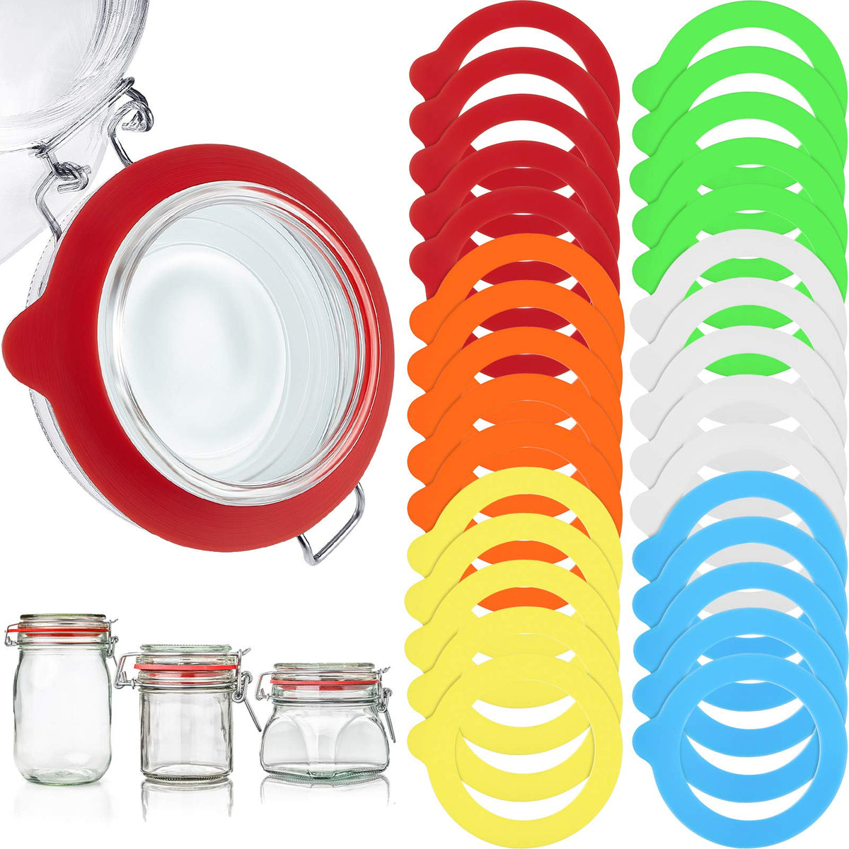 Outus silicone jar gasket orange for airtight regular mouth jars.