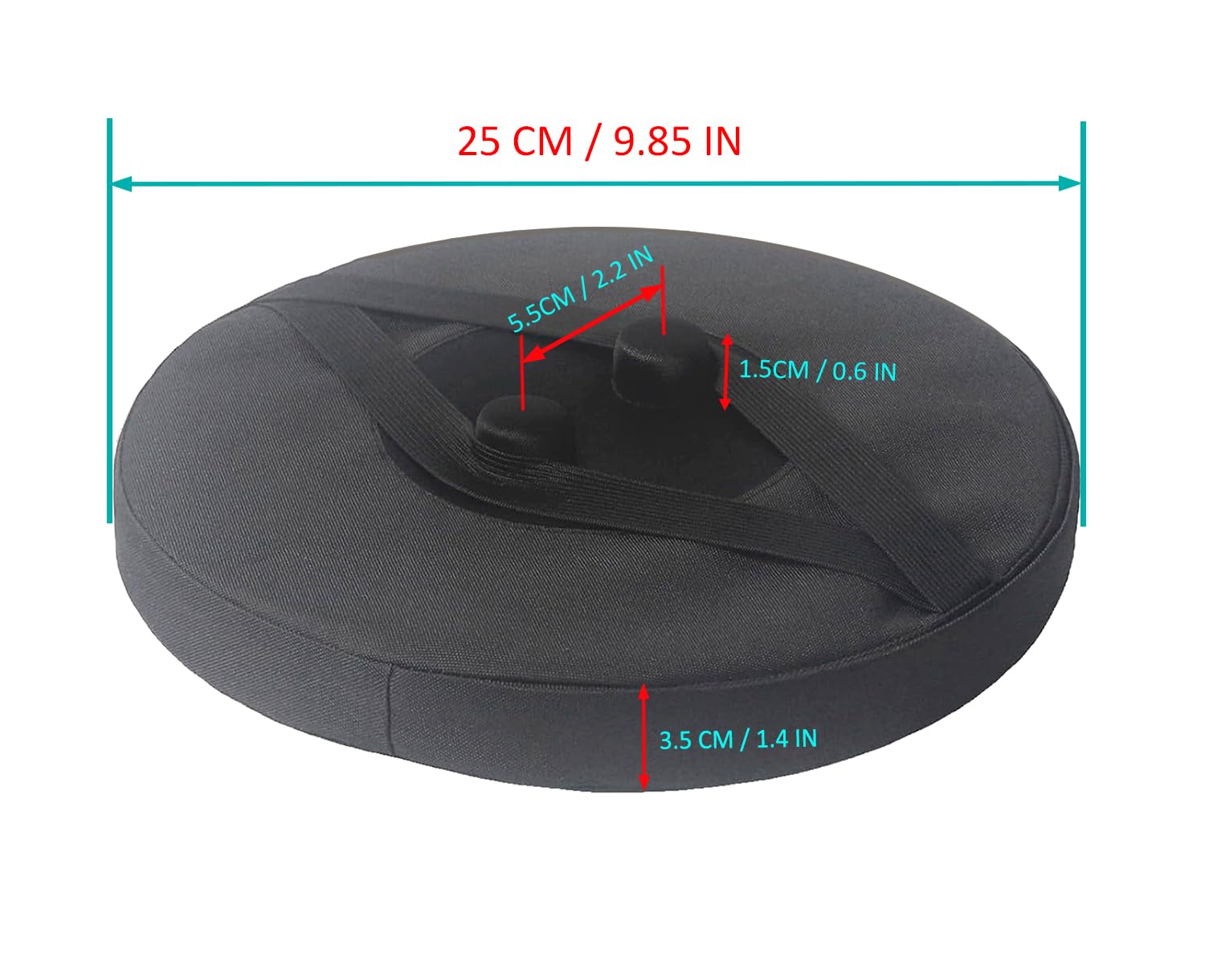 Outward Gear square stool cushion top view shows universal fit