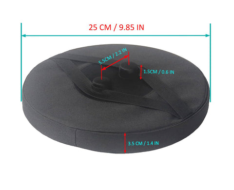 Outward Gear square stool cushion top view shows universal fit