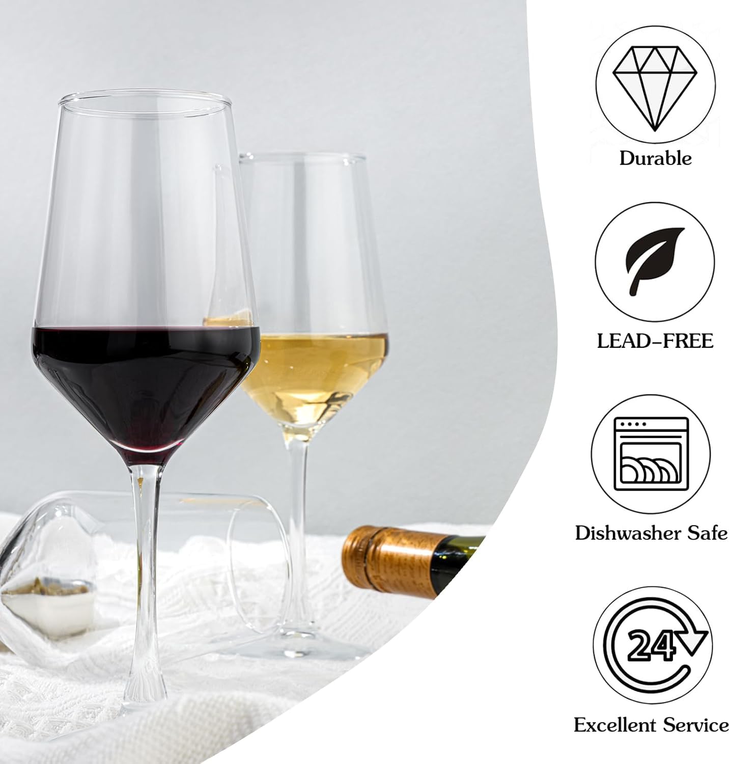 OUWO classic glass set of 4, timeless stemware design