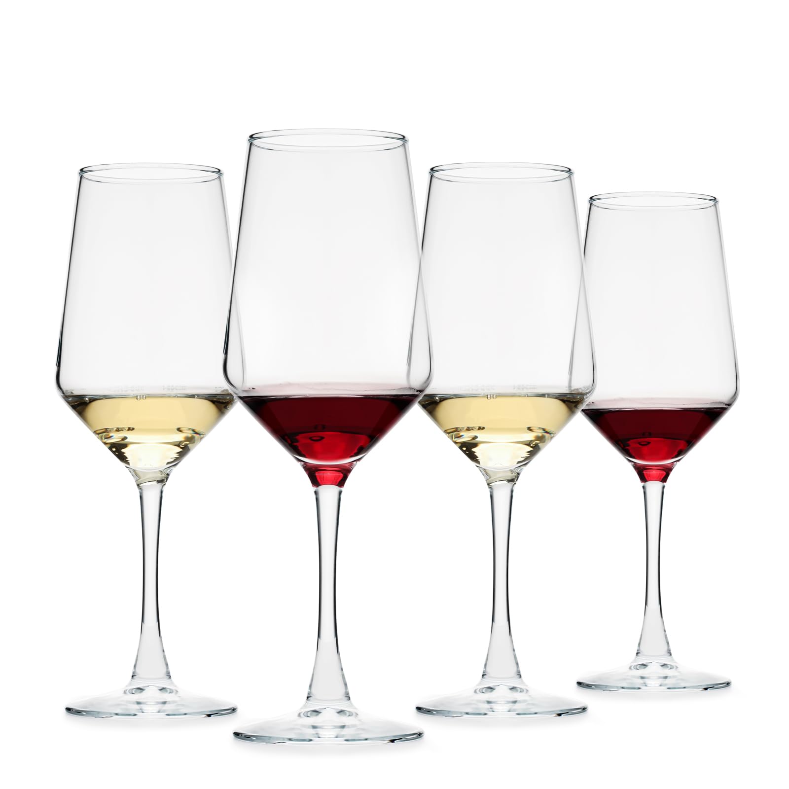 OUWO 4pc long-stem wine glasses in clear glass, elegant dining experience
