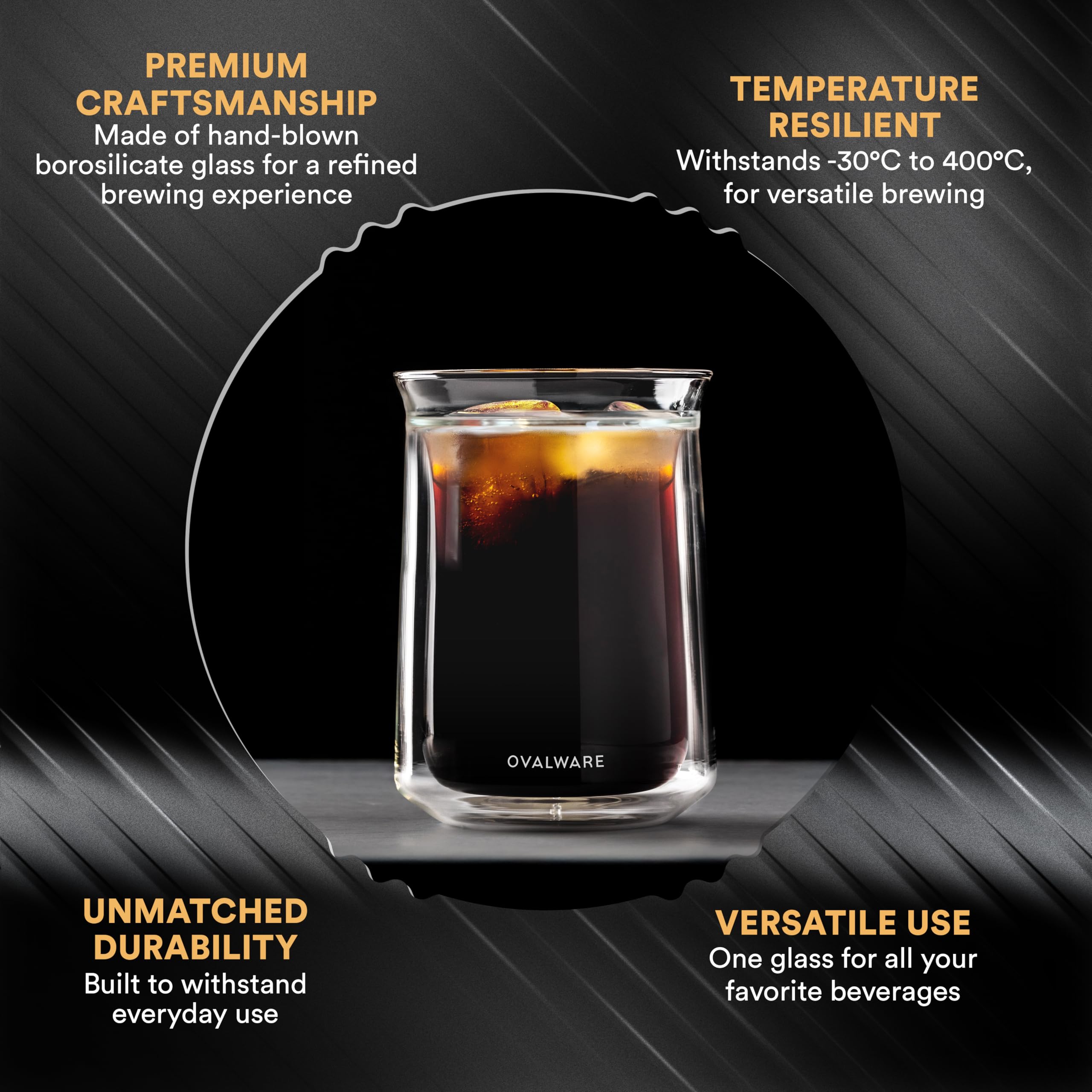 Ovalware insulated cocktail glass enhances chilled drinks with elegant presentation.