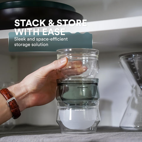 ovalware stealth-gray glass demonstrates color and crema while staying comfortable.