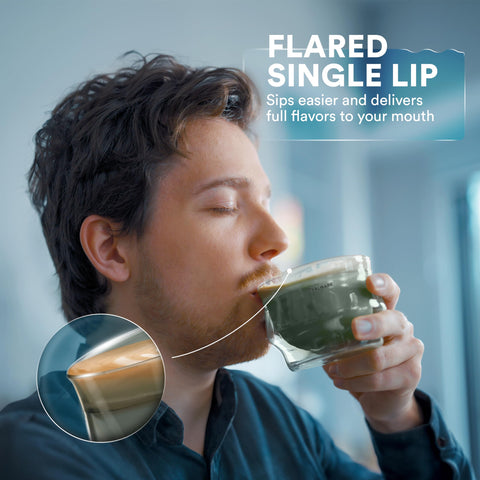 ovalware latte cups wide rim suitable for latte art and precise swirling.