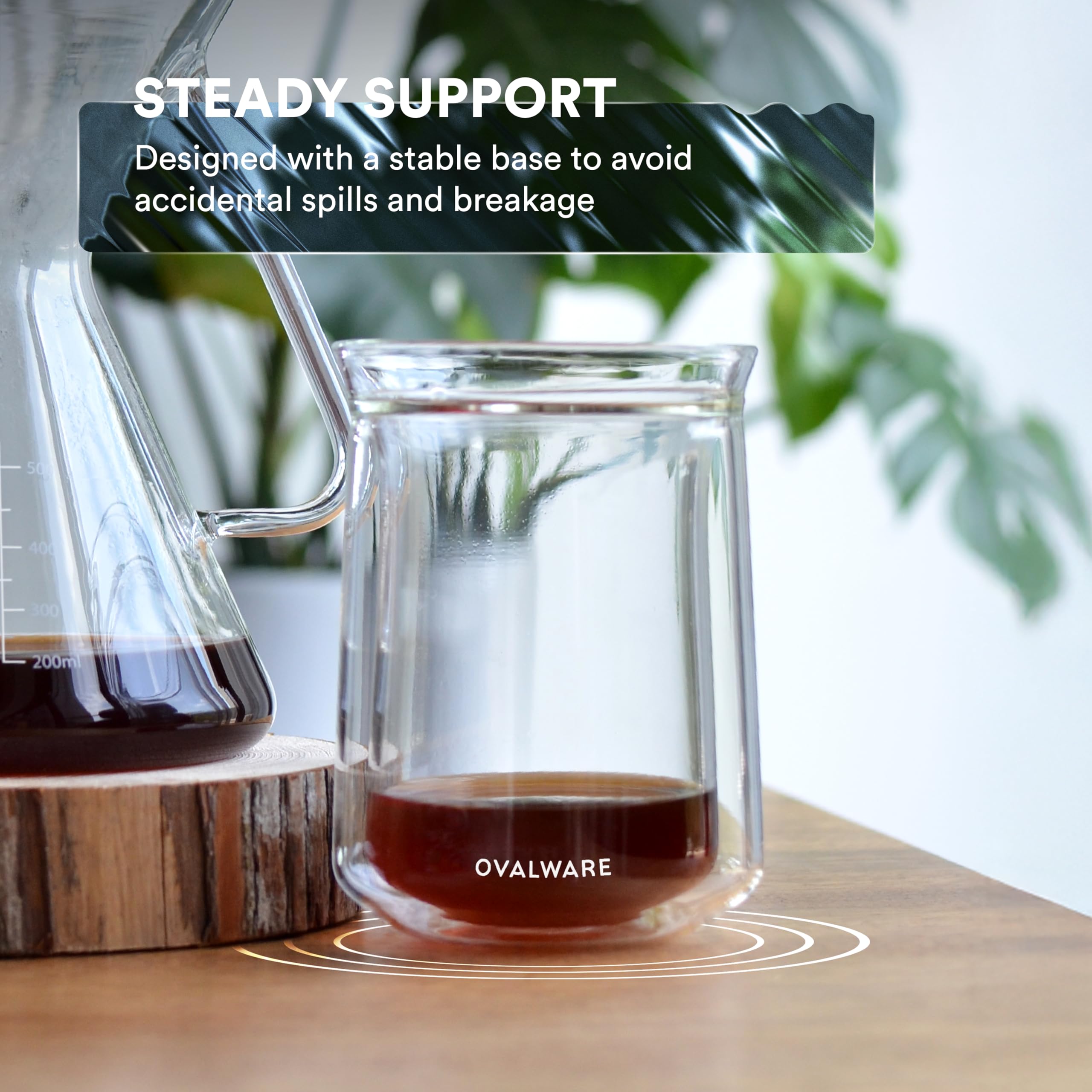 Ovalware minimalist glass cup suits coffee, tea, or cocktails with timeless design.