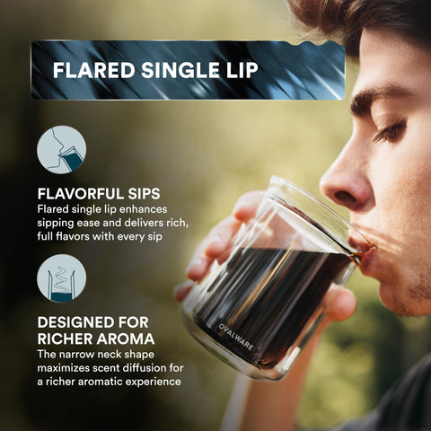Ovalware 12oz tea glass cup stays cool to touch while preserving flavor.