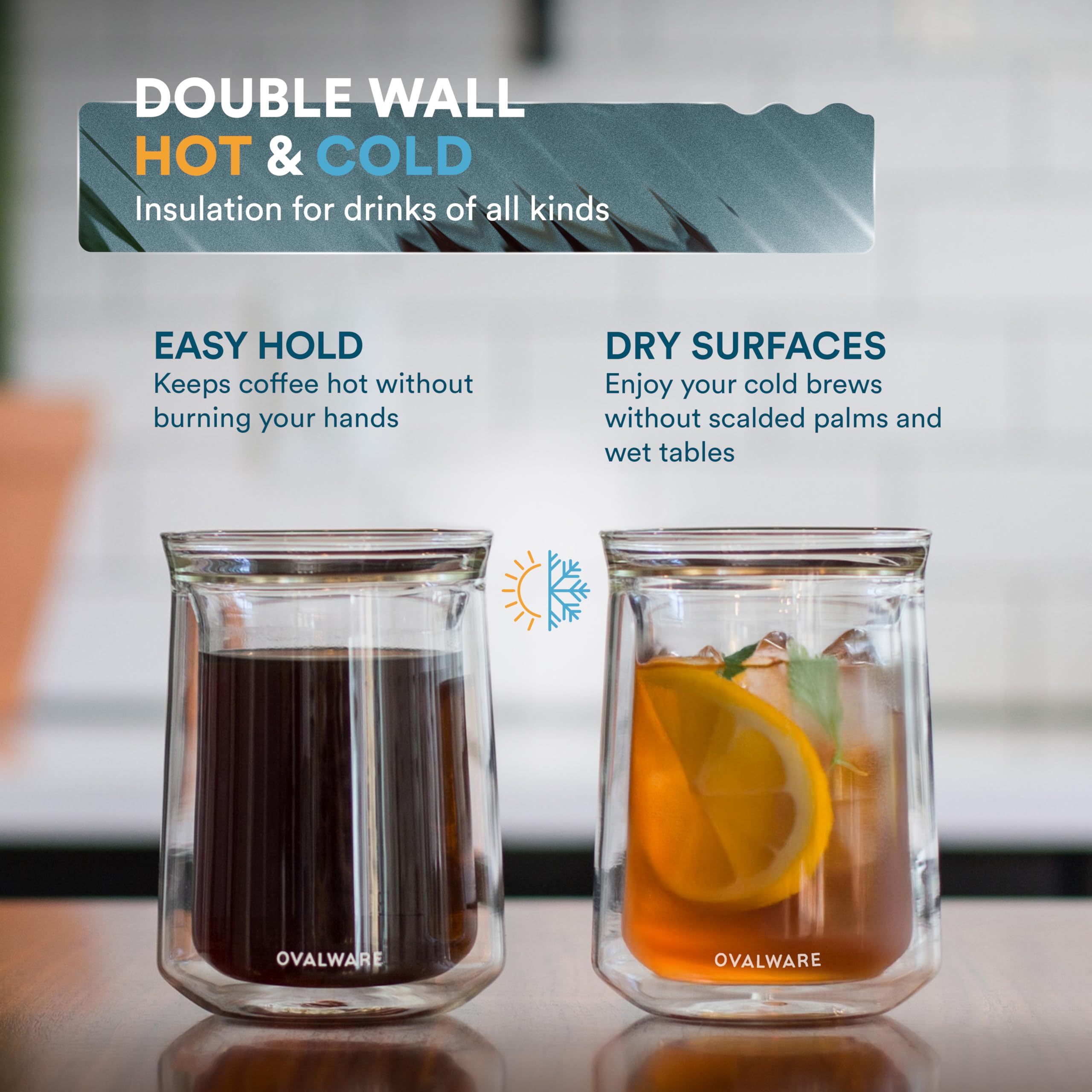 Ovalware whiskey glass cup offers sophisticated sip and temperature stability.