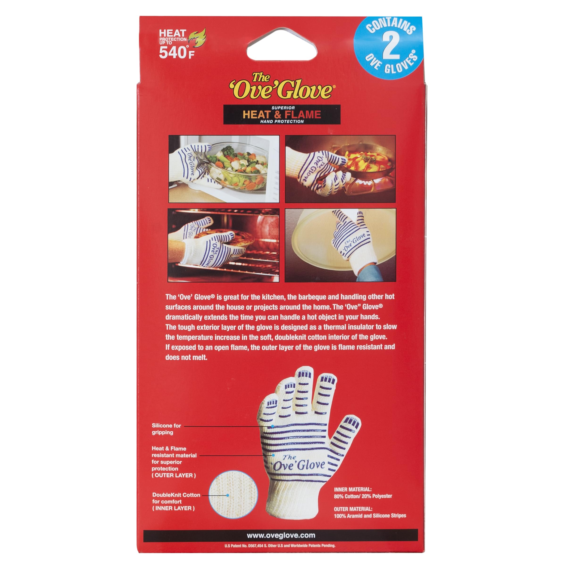 Ove Glove five-finger flexibility allows precise grip on hot pans.