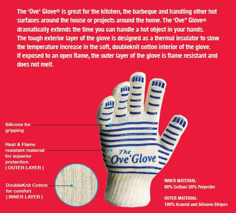 Ove Glove withstands heat up to 540 degrees Fahrenheit during cooking.