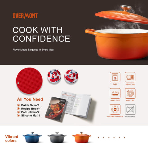 Overmont Dutch Oven is oven-safe up to 500°F for versatile cooking