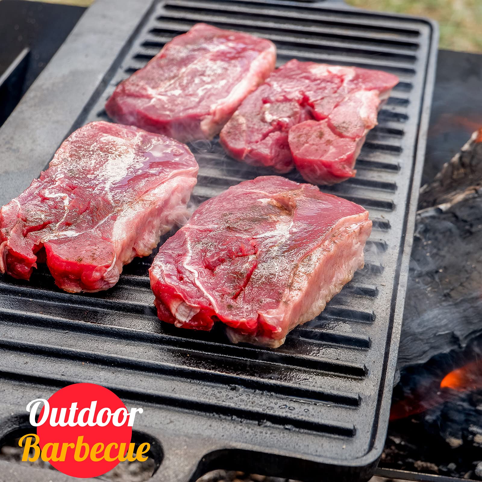 Overmont griddle on gas stovetop with even heat