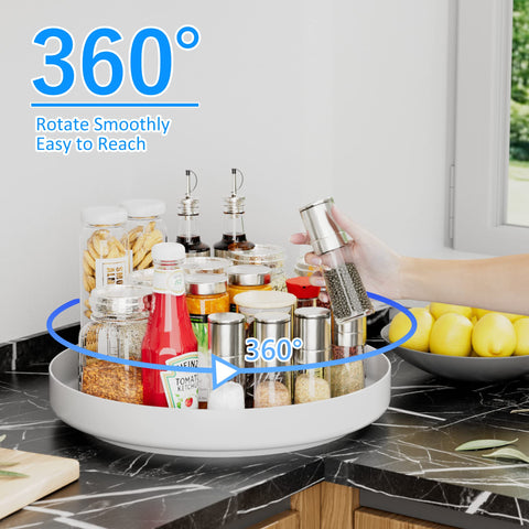 OVICAR 360-degree rotation keeps spice bottles within reach on the countertop.