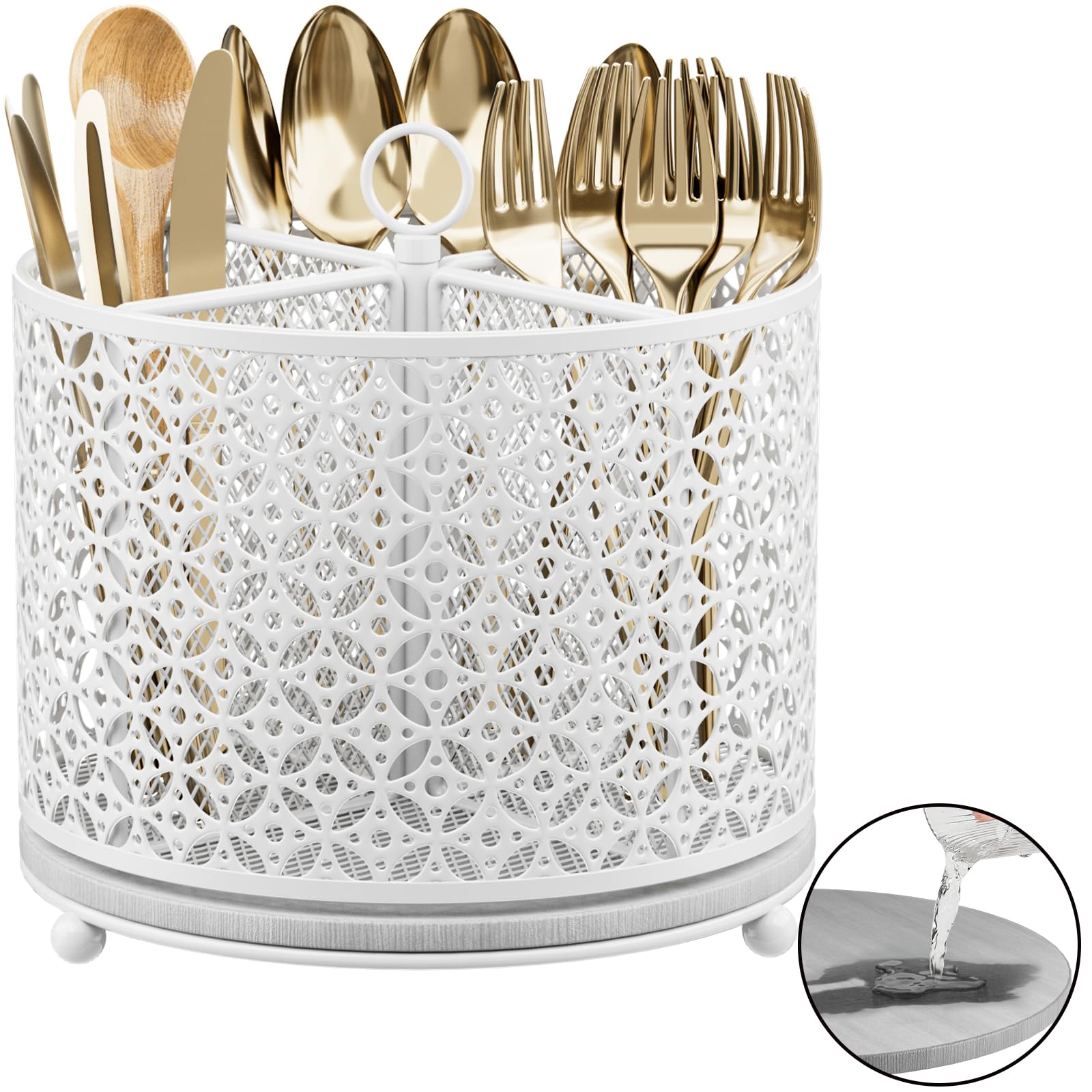 OVICAR 360° rotating utensil holder dries utensils quickly with the diatomite pad.