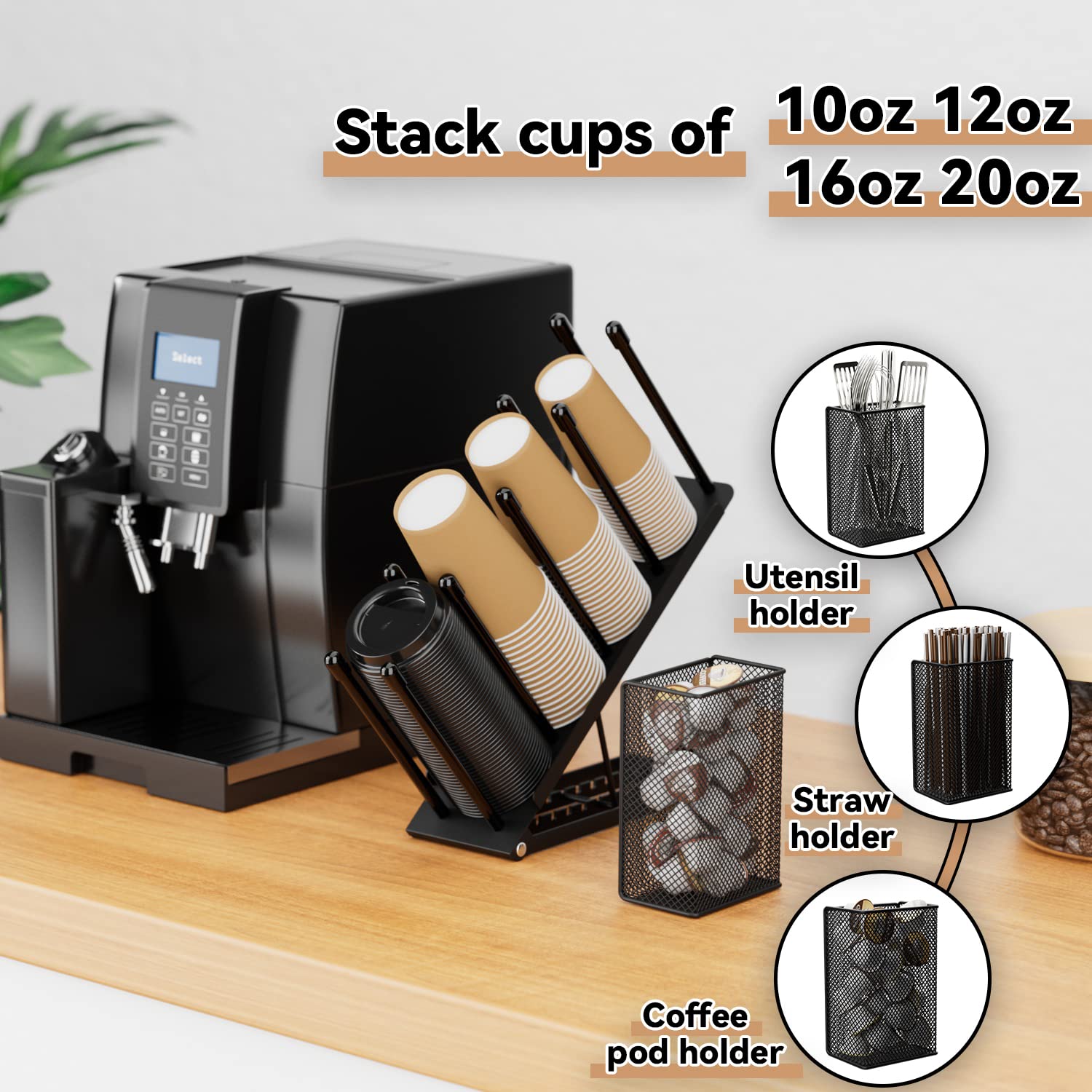 OVICAR four-compartment metal dispenser keeps cups, lids, and pods organized