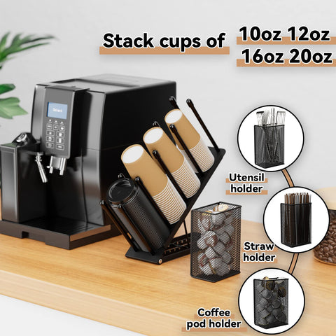 OVICAR four-compartment metal dispenser keeps cups, lids, and pods organized