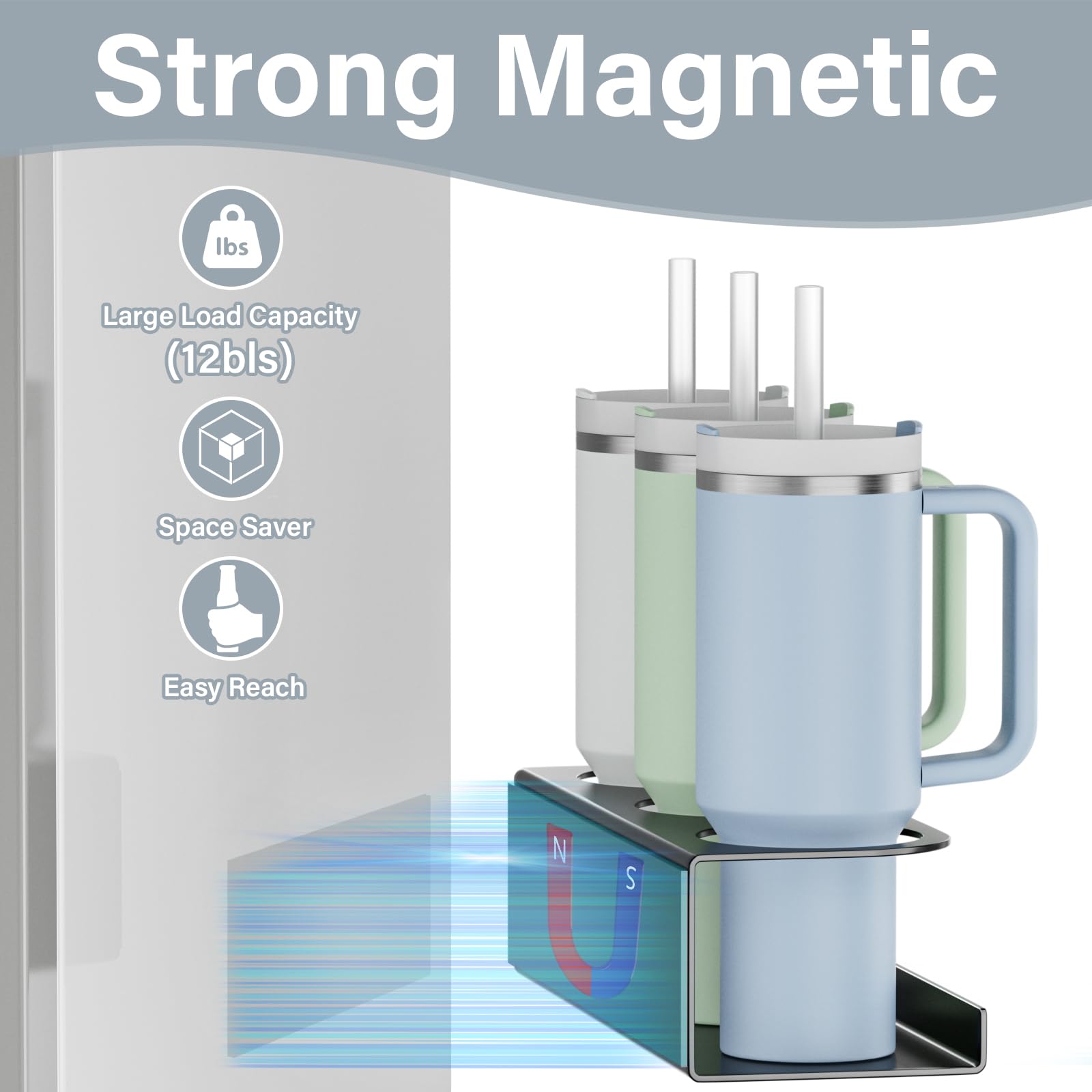 OVICAR magnetic cup holder for Stanley 30oz and 40oz with quick-access layout