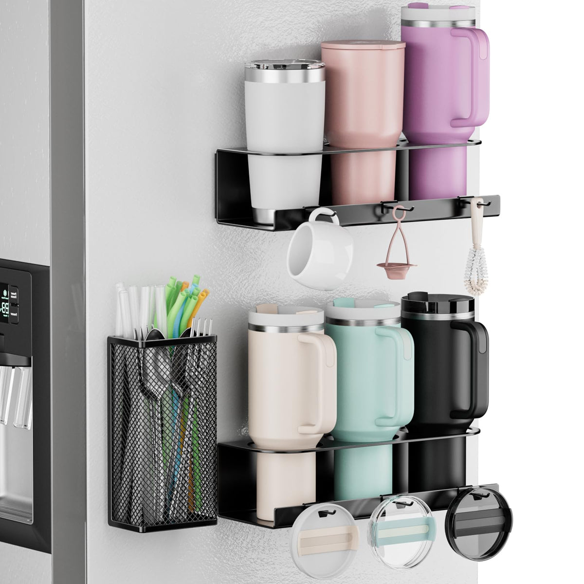 OVICAR magnetic cup holder for Stanley 40oz on fridge door keeping tumblers organized