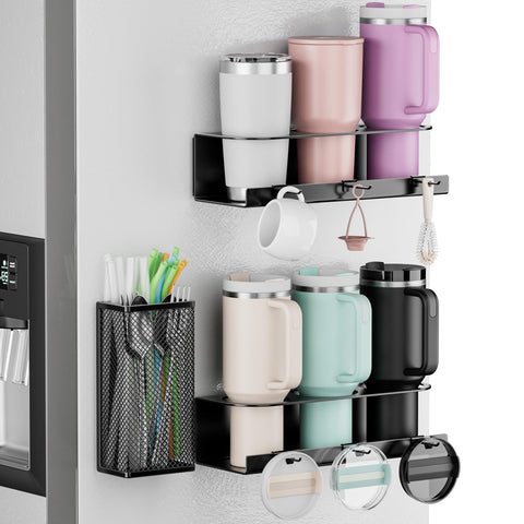 OVICAR magnetic cup holder for Stanley 40oz on fridge door keeping tumblers organized