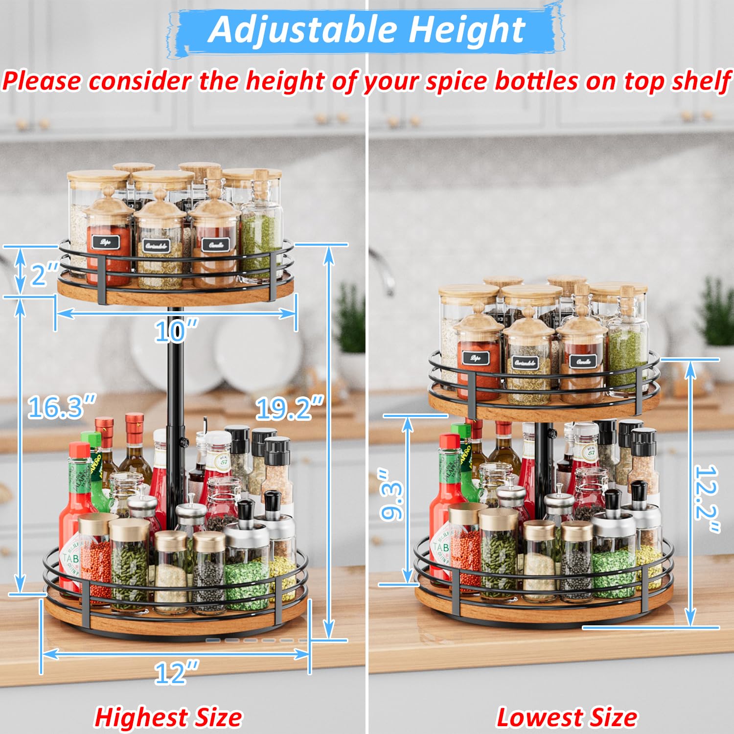OVICAR wooden turntable storage tray offers 360-degree reach for bottles