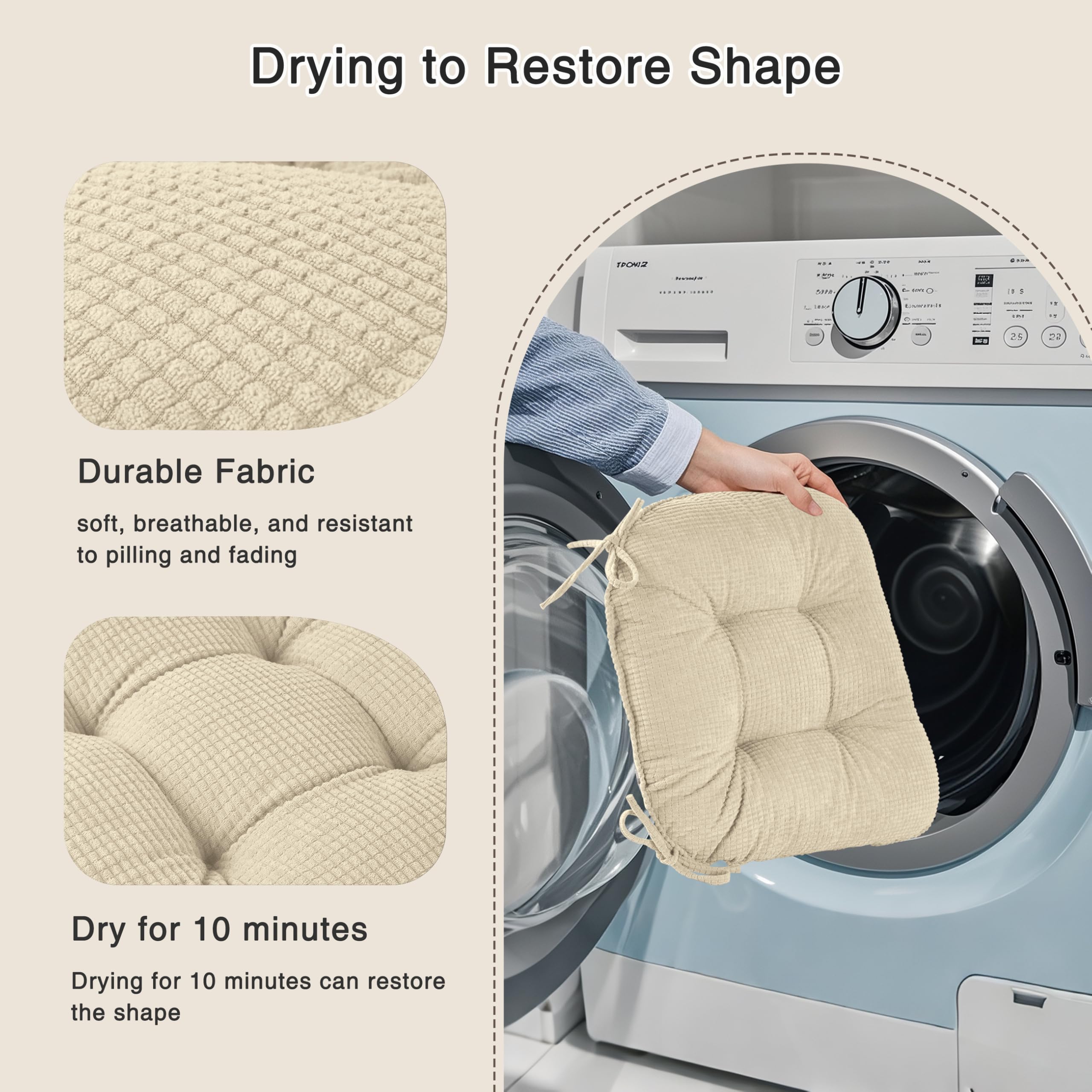 OVOV chair cushion with straps anchors the pad securely
