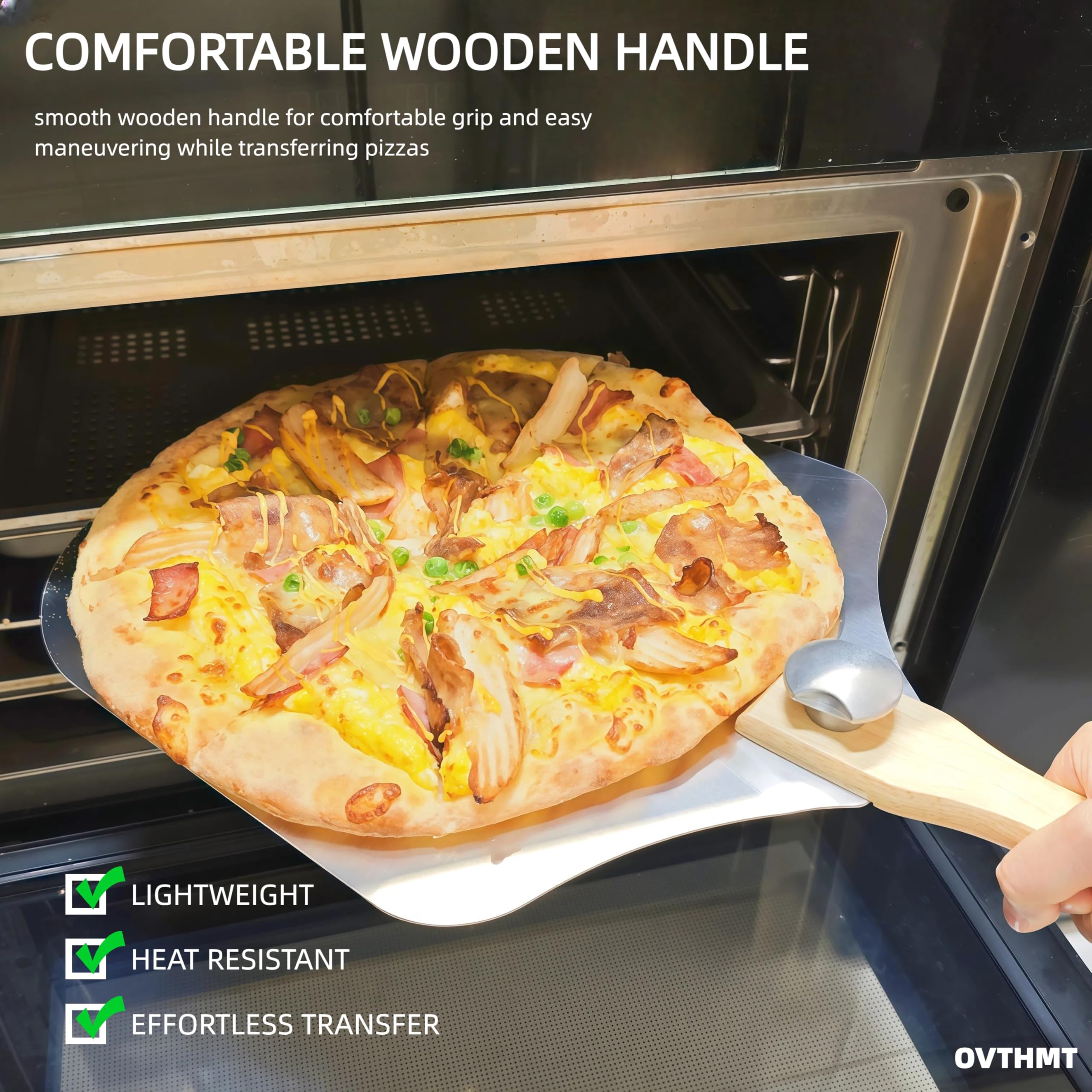 OVTHMT rocker blade ready to slice pizza cleanly