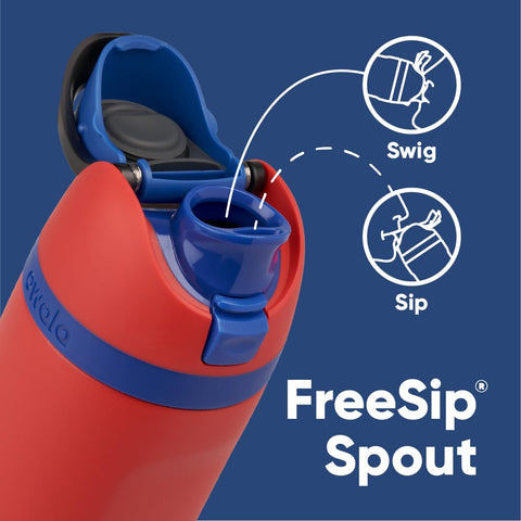 Owala FreeSip bottle lid locked for secure transport during travel