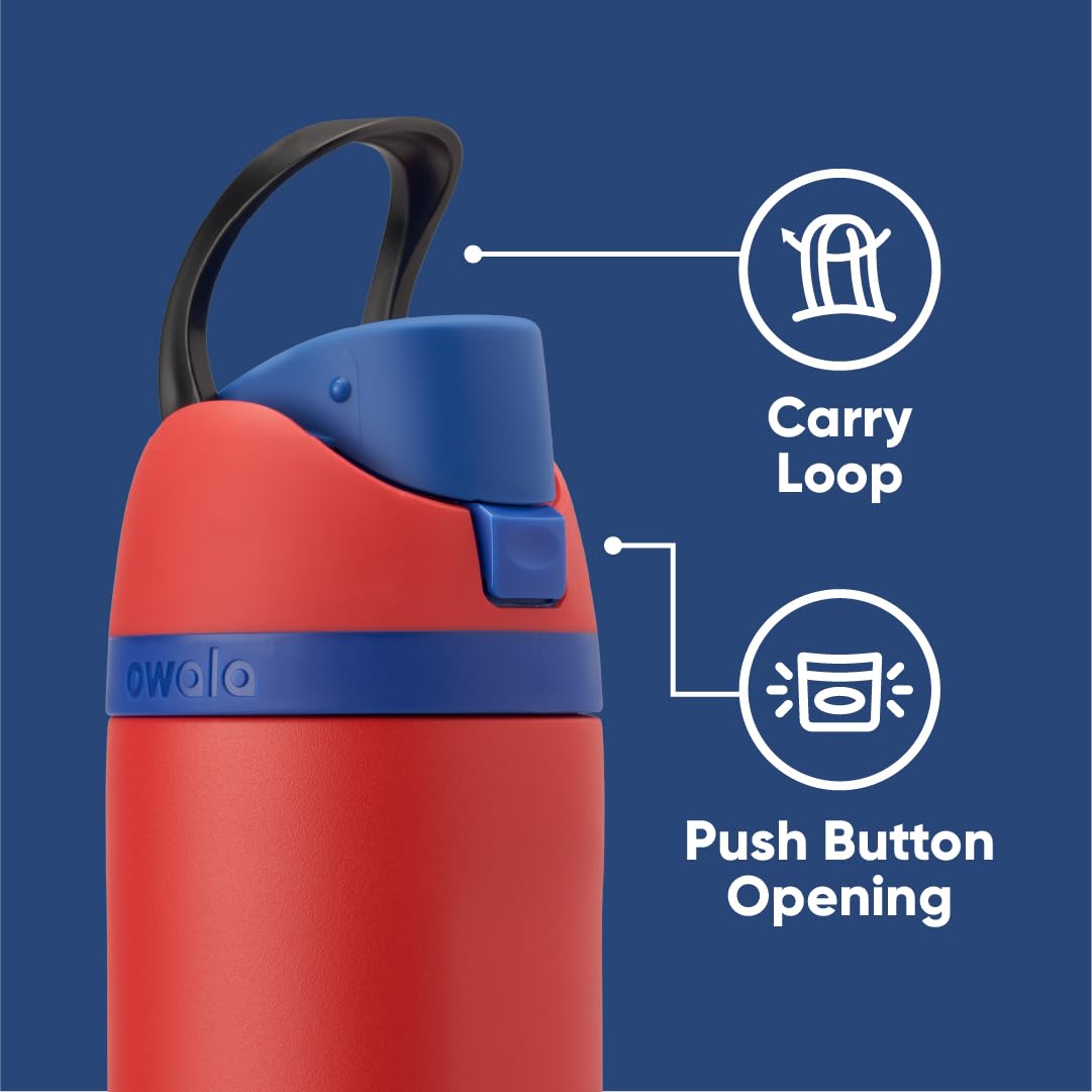 Owala Marvel FreeSip bottle spout in action for quick sipping