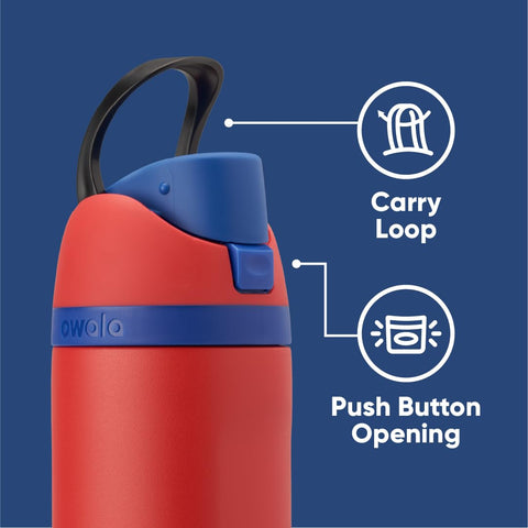 Owala Marvel FreeSip bottle spout in action for quick sipping