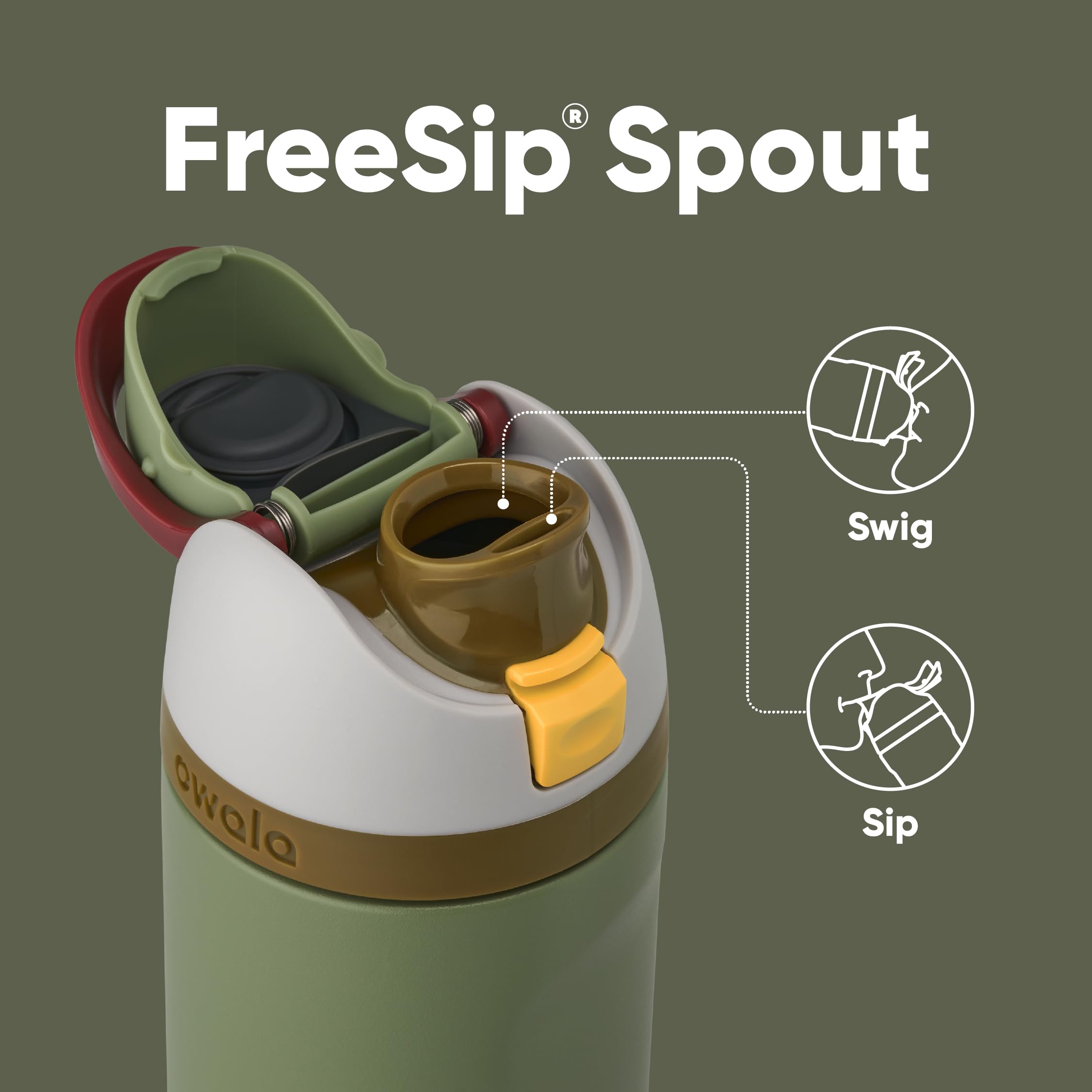 Close up of the locking lid on the Owala FreeSip Boba Fett bottle.