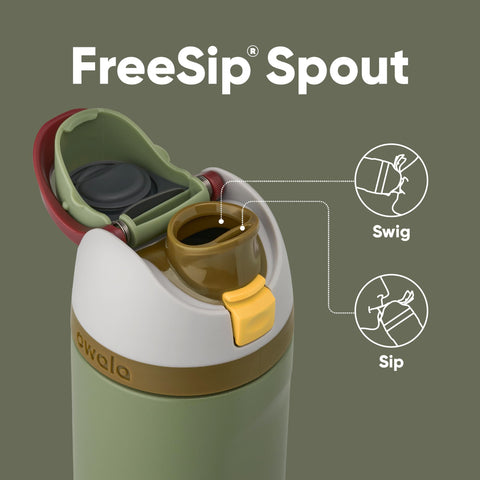 Close up of the locking lid on the Owala FreeSip Boba Fett bottle.
