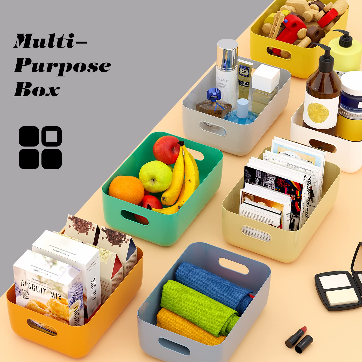 OWill white baskets brighten cupboards and desks