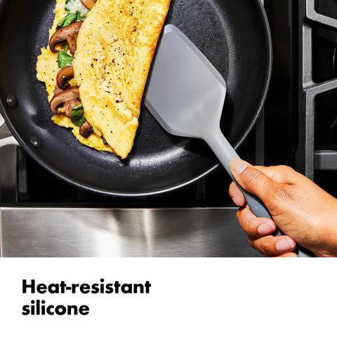 OXO Good Grips 12-inch tongs with silicone heads for safe flipping