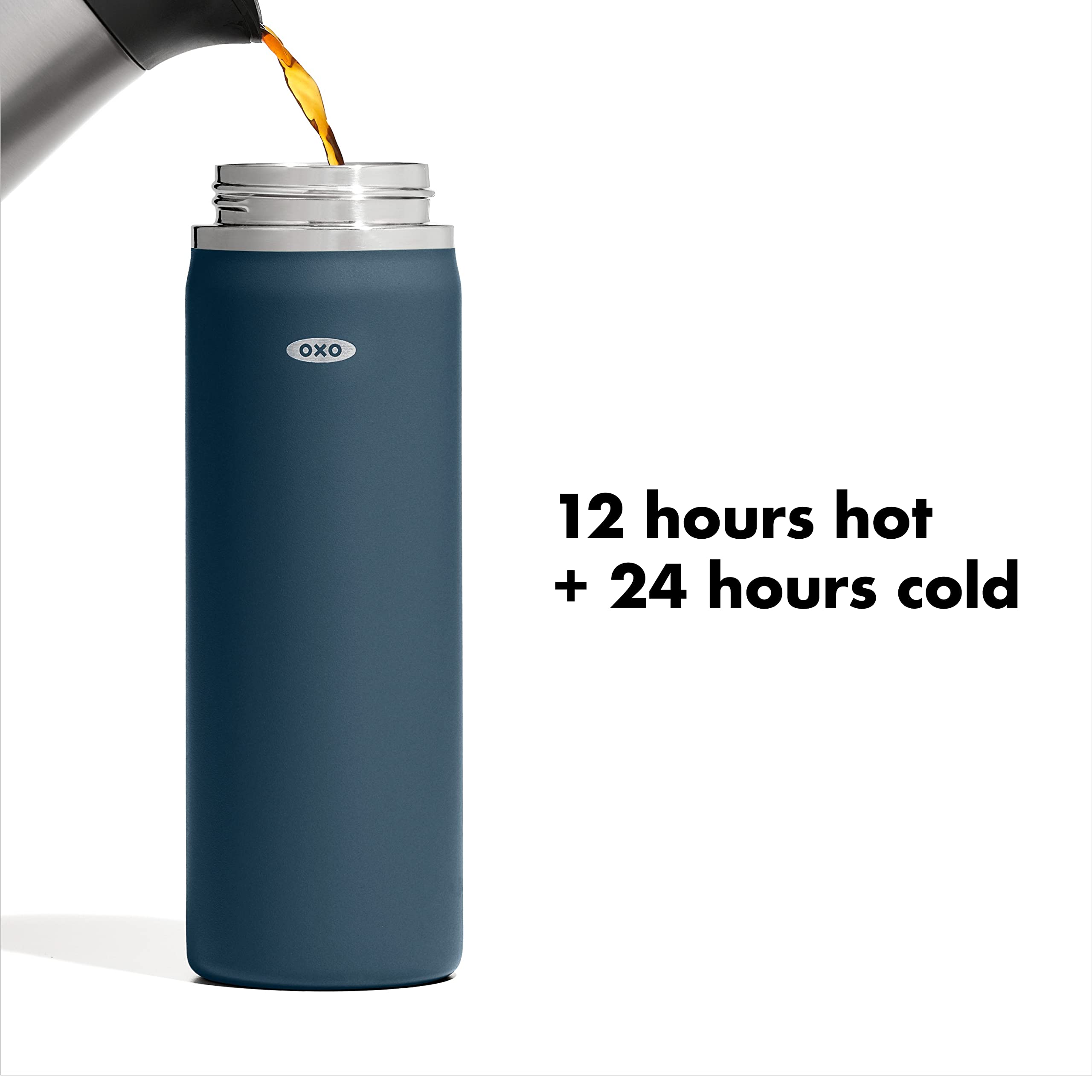 OXO Good Grips 20oz travel mug fits car cup holder during commutes