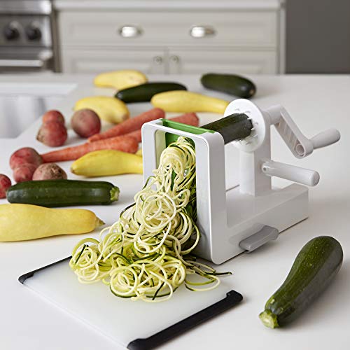 OXO Good Grips spiralizer cutting zucchini into spaghetti strands