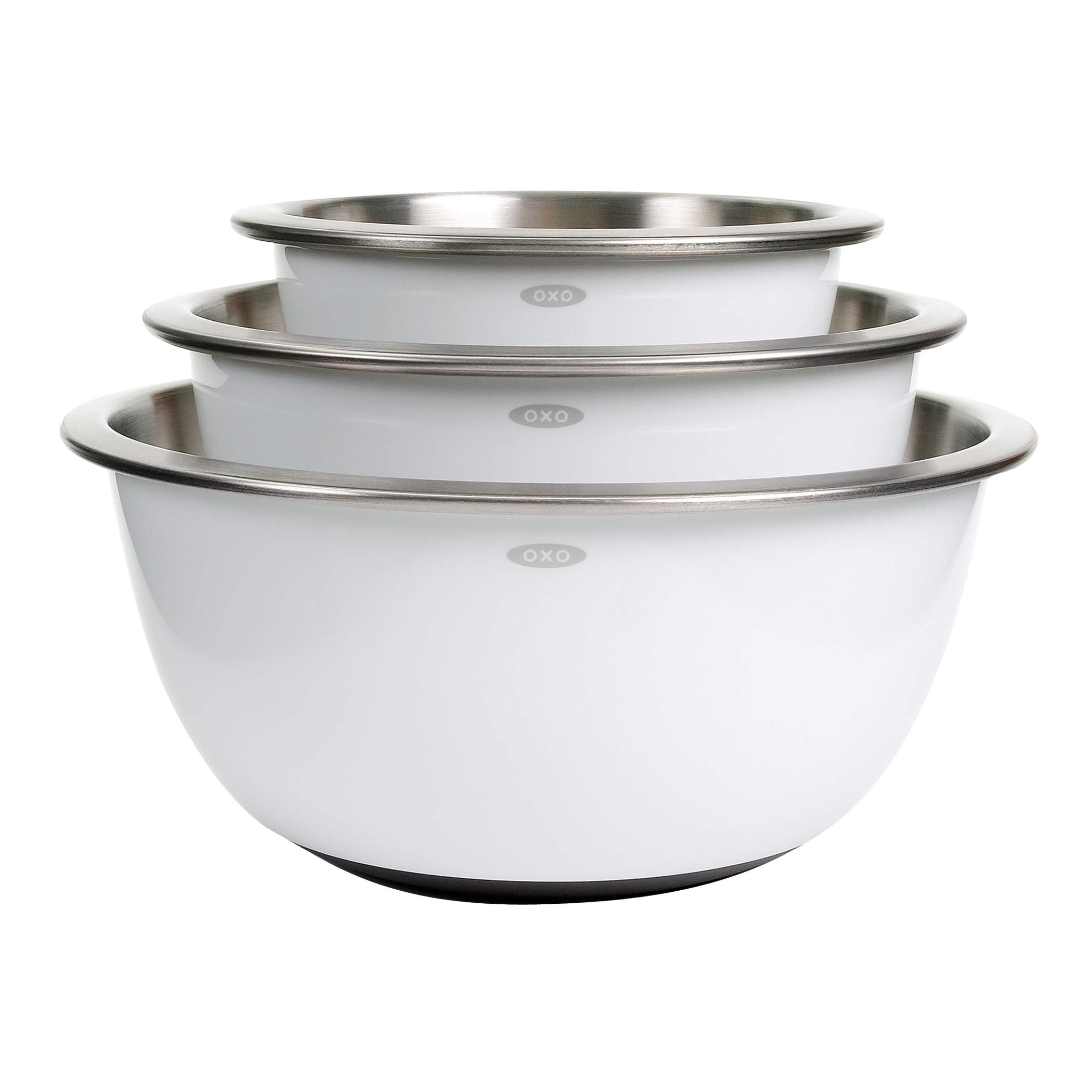 OXO Good Grips 3-piece bowls set main view highlighting nesting design.