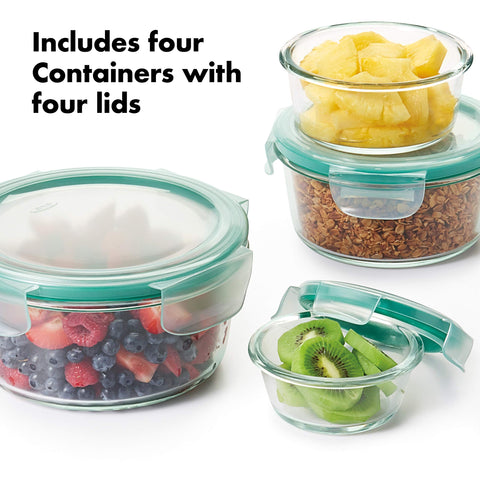 OXO Good Grips 4-cup glass container keeping meals fresh and organized.